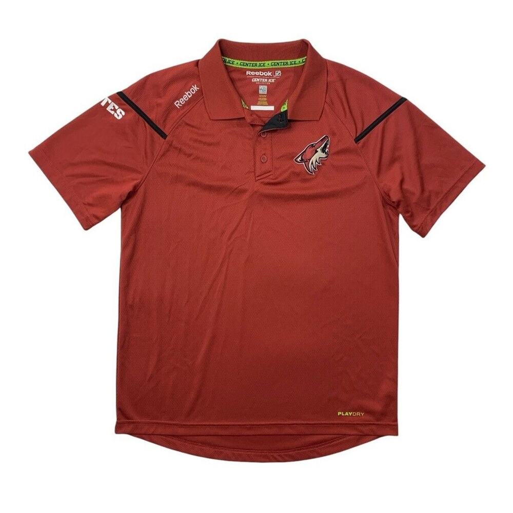 Reebok Polo Shirt Mens M Medium Red Arizona Coyotes Center Ice PlayDry Hockey